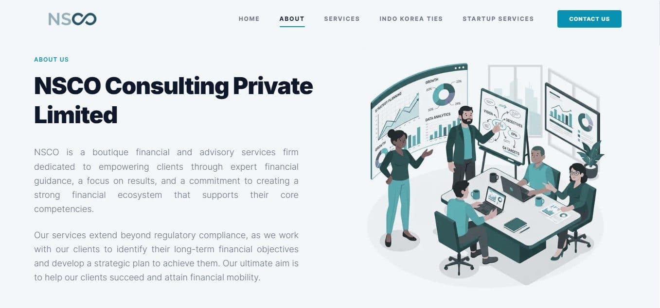 NSCO Consulting Private Limited website about page